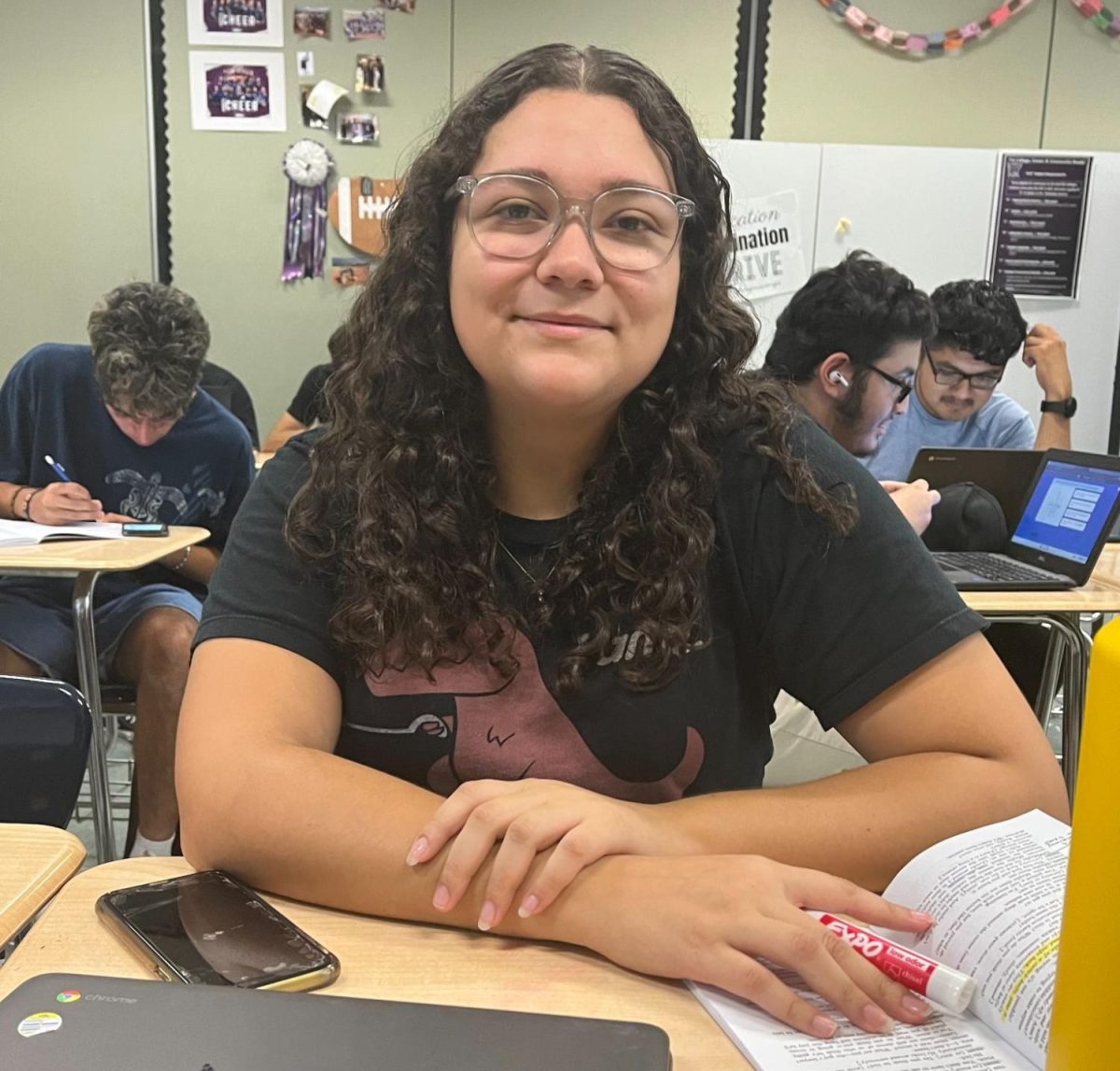 Marlene Gutierrez works on an assignment during calculus class on Sept. 18, 2023. 