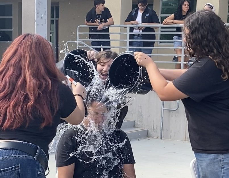 George Sauceda ('26) gets soaked by friends on Oct. 10, 2025. 
